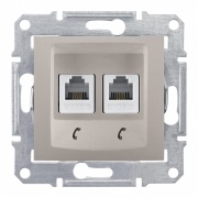 Телефонная розетка двойная Sedna, титан