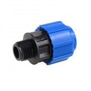 Переход на наружную резьбу Политэк - 20 x 1/2" (винтовой, для труб ПНД)