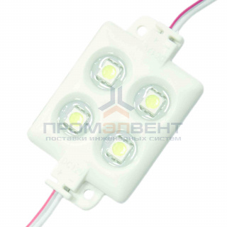 02-05 Модуль светодиодный, 12В, 1 Вт, 4*smd 5050, 22Лм/д, IP67, 6500 К, 54*33*7мм, силиконовая заливка, ХБ