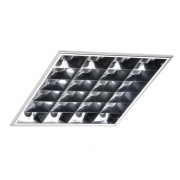 Светильник грильято 4х18 Вт ЭмПРА 588х588, двойной параболический зеркальный растр