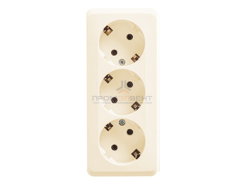 Розетка тройная с/з Этюд кремовая [уп 9шт]