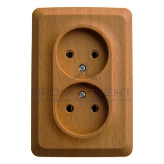 Розетка угловая двойная б/з Этюд темный бук [уп 9шт]