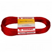 Трос стальной d2.5 мм в красной ПВХ изоляции, моток 20 метров