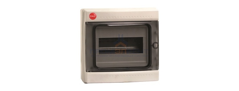 Щиток настен. с дверцей   8мод., IP65, серый, с усил. клеммн.блоком в компл. 1х87308